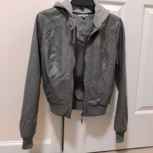 Charlotte Russe Hooded Faux Leather Jacket (EUC)